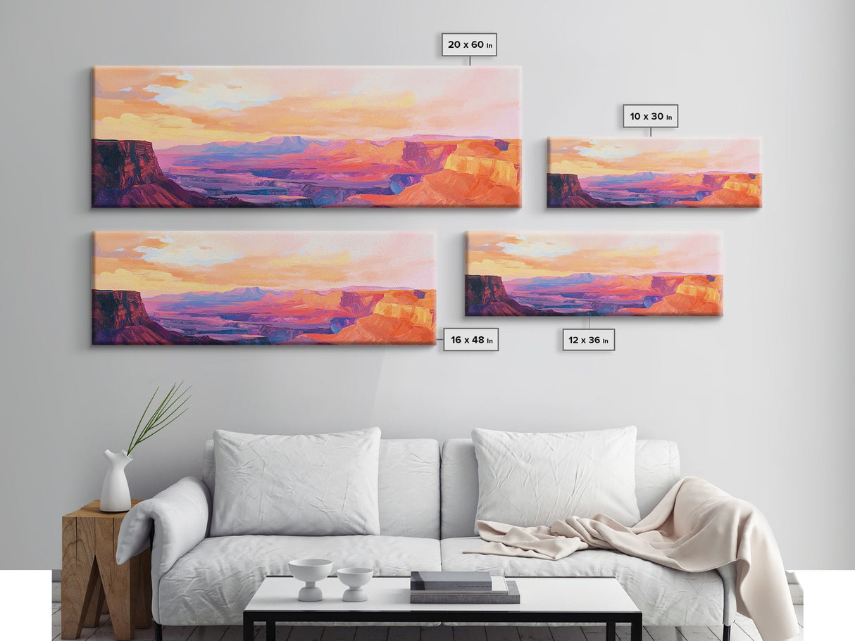 Grand Canyon Sunset Framed Canvas Print Southwest Landscape Wall Art, Desert Mountain Painting, Nature Inspired Home Decor, Rustic Art
