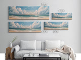 Ocean Wave Horizon Canvas Print Coastal Seascape Wall Art, Tranquil Beach Painting, Nautical Home Decor, Relaxing Living Room Artwork
