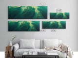 Green Abstract Swirl Framed Canvas Print - Modern Minimalist Wall Art, Deep Emerald Painting, Living Room Decor, Office Artwork