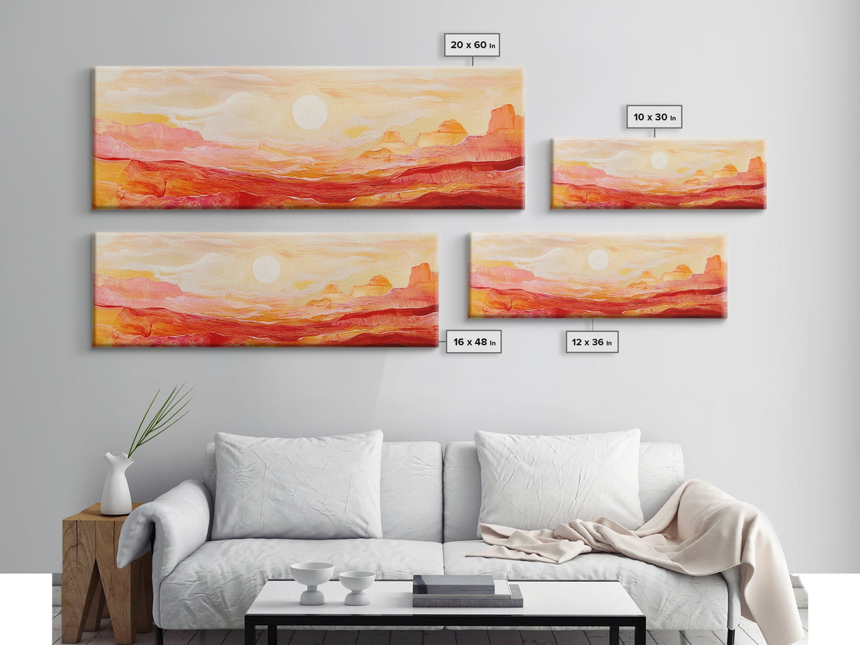 Desert Sunset Painting Warm Abstract Southwest Wall Art Minimalist Mountain Landscape Artwork Boho Home Decor Canvas Print