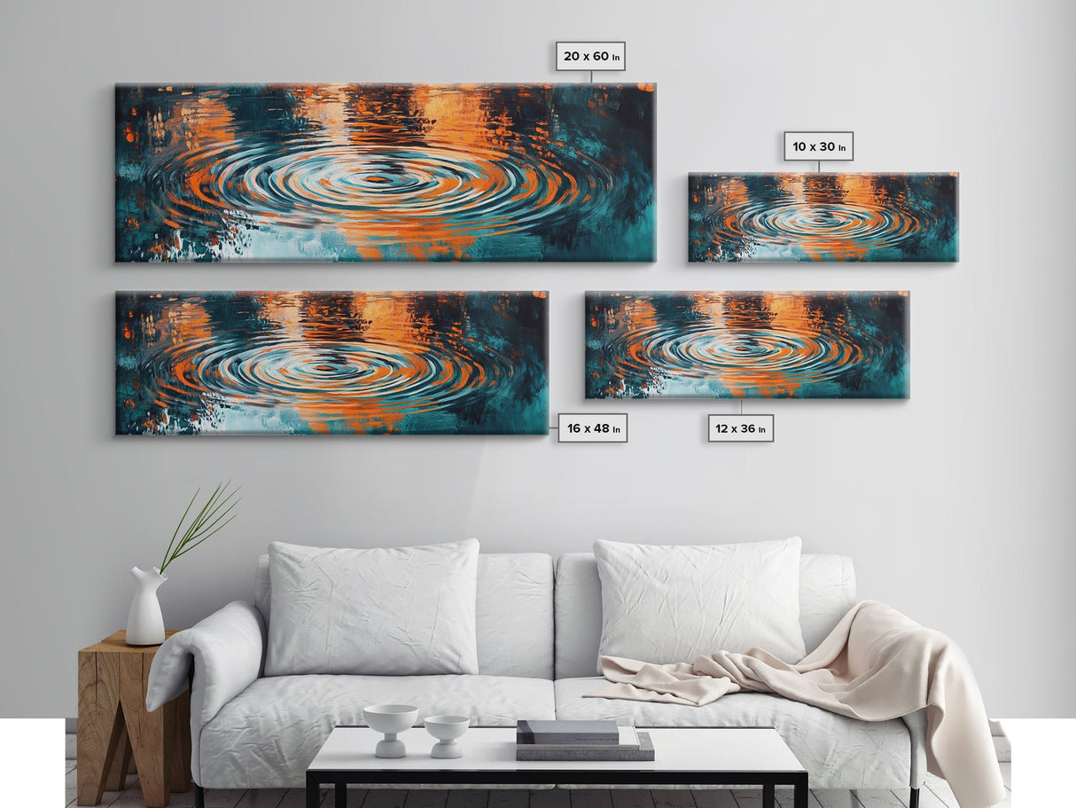 Ripple Effect Painting Abstract Water Reflection Wall Art Tranquil Zen Artwork Fluid Modern Decor Office Canvas Print