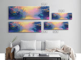Vibrant Sunset River Framed Canvas Print, Colorful Nature Art, Dreamy Landscape Painting, Living Room Wall Art, Boho Sunset Decor