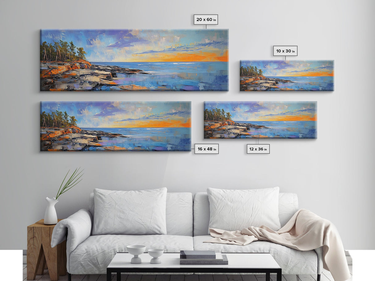 Sunset Coastal Escape Canvas Print, Scenic Ocean Landscape, Nature Wall Art, Beach House Decor, Vibrant Art, Living Room Art