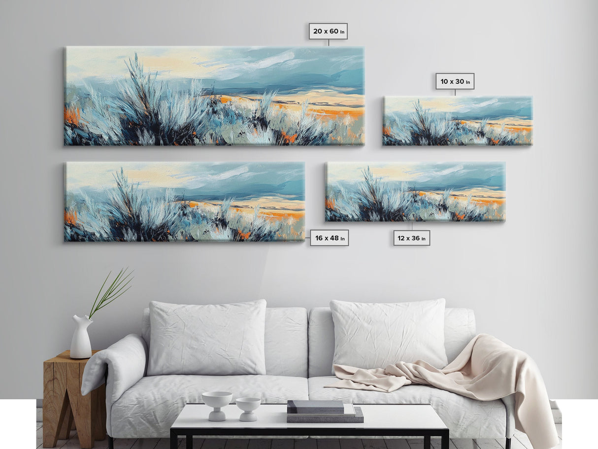 Wild Prairie Landscape Framed Canvas Print Rustic Nature Art, Modern Country Wall Decor, Warm Earth Tone Painting, Farmhouse Style