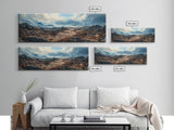 Moody Mountain Landscape Framed Canvas Print Dramatic Nature Art, Rustic Cabin Decor, Stormy Sky Painting, Wilderness Wall Art