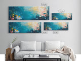 Abstract Ocean Reef Framed Canvas Print Coastal Wall Art, Underwater Seascape, Beach House Decor, Nautical Theme, Blue Wall Art