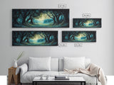 Enchanted Forest Framed Canvas Print Magical Woodland Scene, Nature Wall Art, Fantasy Art, Dark Green Landscape, Home Decor