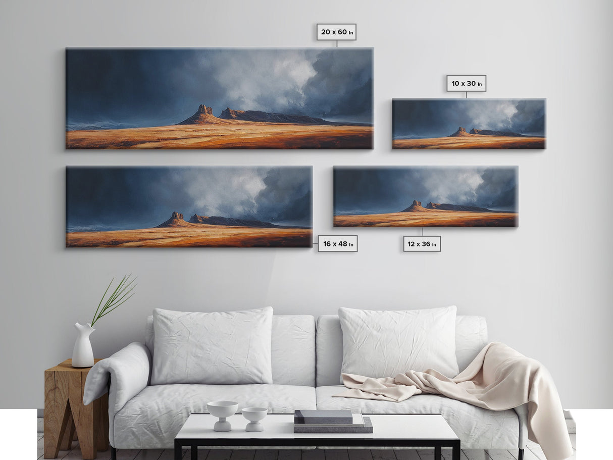 Desert Storm Canvas Print Moody Landscape Art, Southwestern Wall Art, Nature Painting, Office Decor, Living Room Artwork