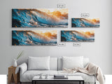 Sunset Wave Framed Canvas Print Ocean Photography Wall Art, Surf Art, Coastal Home Decor, Beach Aesthetic, Living Room Art