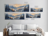 Misty Forest Sunrise Canvas Print Mountain Landscape Painting Nature Inspired Rustic Wall Art Cozy Living Room Decor Fall Aesthetic