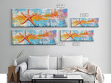 Starfish, Beach Themed Wall Art, Ocean Life Painting, Coastal Decor, Framed Canvas Print, Nautical Style, Living Room Artwork