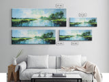 Tranquil, Marshland, Reflection, Nature, Framed Canvas Print, Living Room Wall Art, Impressionist Art, Serene Water Scene