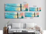 Powerline, Sky, Abstract, Pastel, Framed Canvas Print, Modern Wall Art, Minimalist Art, Living Room Decor, Urban Aesthetic