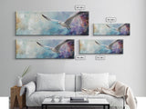 Seagull, Flight, Sky, Freedom, Canvas Print, Coastal Bird Art, Minimalist Nature Painting, Serene Wall Art, Neutral Home Decor