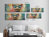 Tribal Mask, Vibrant Abstract, Bold Expressionism, Canvas Print, Boho Wall Art, Home Decor, Unique Artwork, Living Room Art