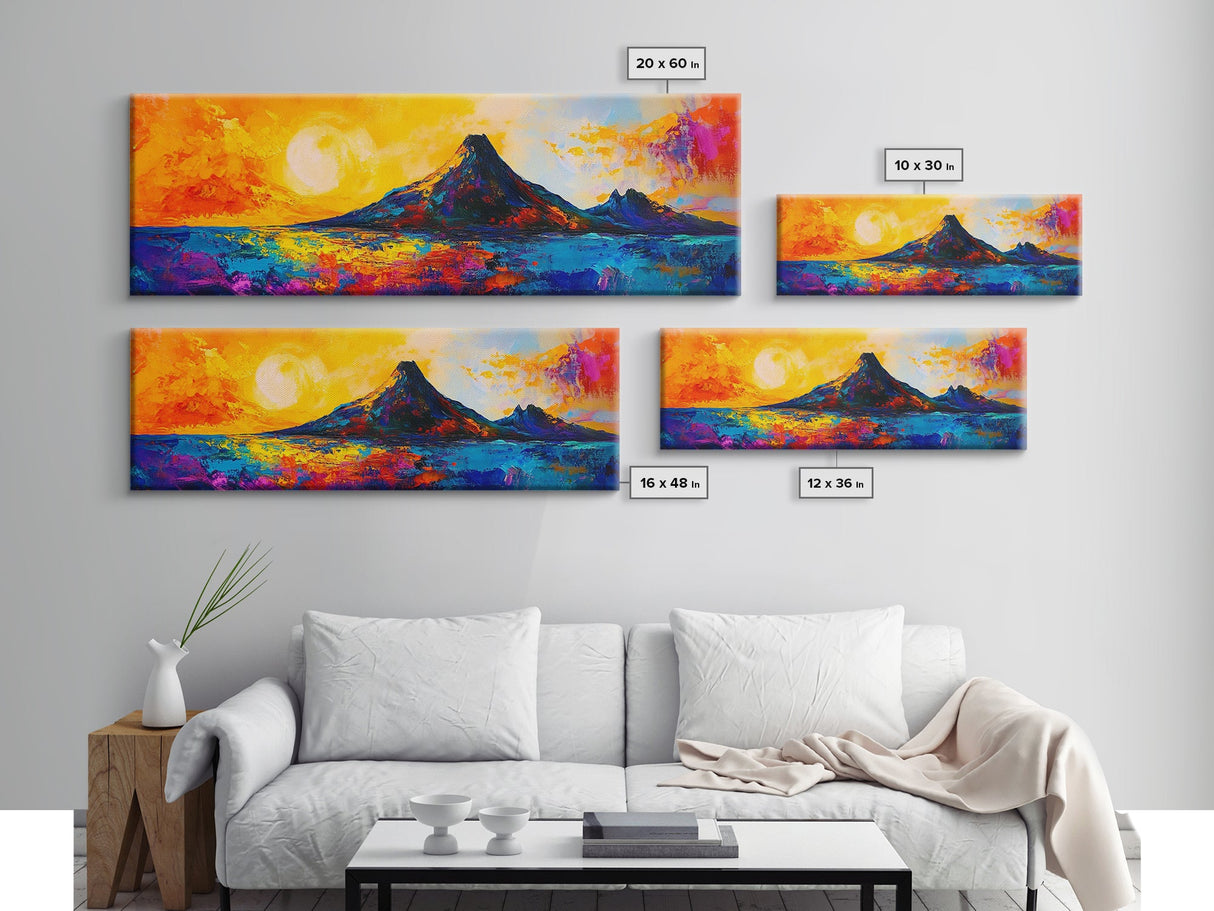 Fiery Sunset, Abstract Mountain, Canvas Print, Modern Landscape Art, Living Room Wall Decor, Bold Wall Art, Colorful Nature Art