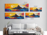 Fiery Sunset, Abstract Mountain, Canvas Print, Modern Landscape Art, Living Room Wall Decor, Bold Wall Art, Colorful Nature Art