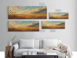 Golden Fields, Autumn Wind Art, Rustic Country Landscape, Farmhouse Home Decor, Living Room Art, Canvas Print, Framed Canvas Print