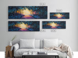 Enchanted Forest, Magical Nature Scene, Sunset Pathway Art, Mystical Landscape, Dreamy Wall Decor, Framed Canvas Print