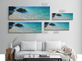 Ocean Shoreline Framed Canvas Print Coastal Beach Wall Art, Large Seascape Painting, Blue Sea Waves, Nautical Art, Bedroom Decor