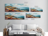 Coastal Cliffside Painting, Vibrant Seaside Landscape, Ocean Beach Art, Modern Nautical Wall Decor, Contemporary Bedroom Accent