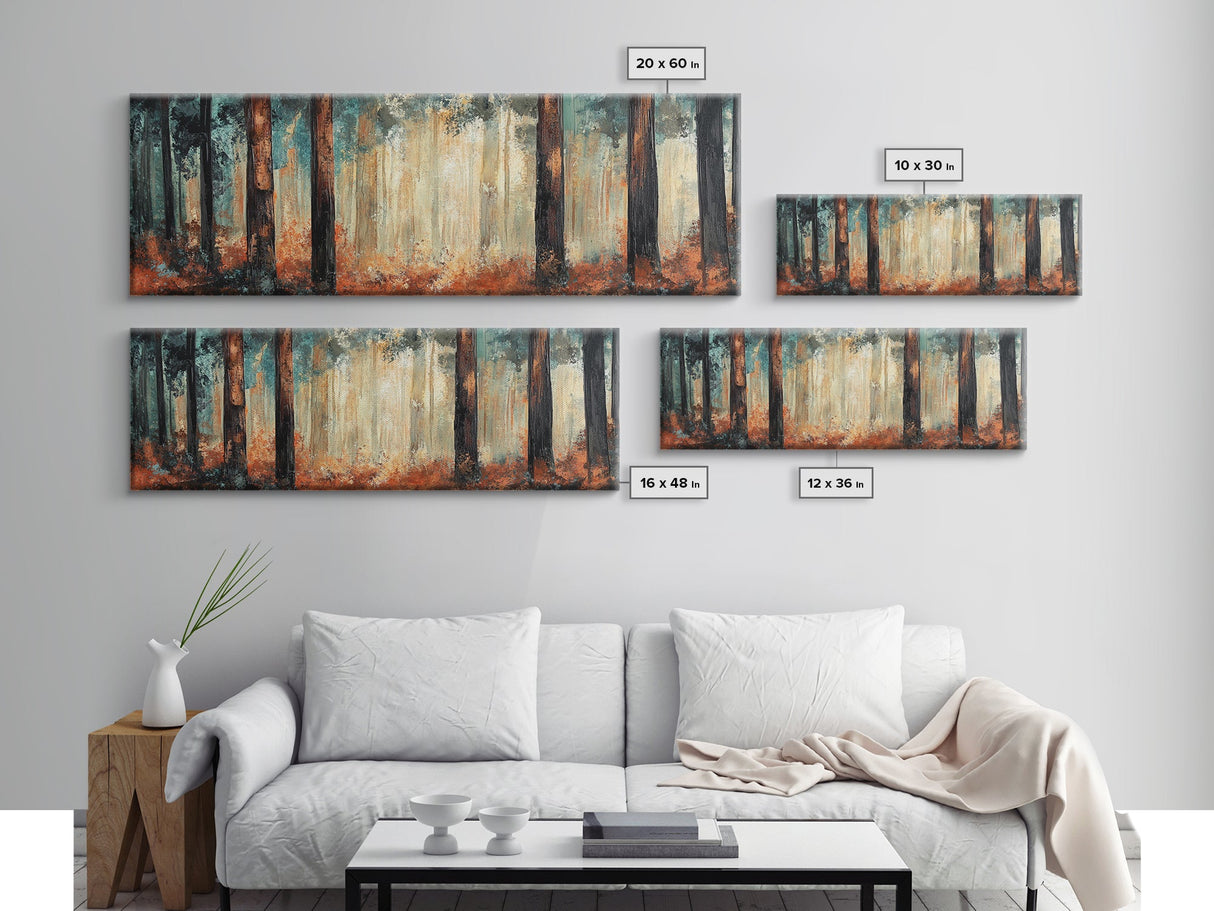 Autumn Forest Canvas Print, Rustic Fall Wall Art, Nature Landscape Painting, Cabin Decor, Earthy Tones, Cozy Living Room Art