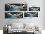 Tranquil Rocky Cove Canvas Print Nature Photography Wall Art, Serene Water Reflections, Modern Bedroom or Living Room Decor, Gift Idea