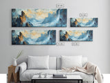 Abstract Mountain Waterfall Wall Art, Moody Landscape Painting, Modern Nature Art, Statement Artwork, Office Wall Decor