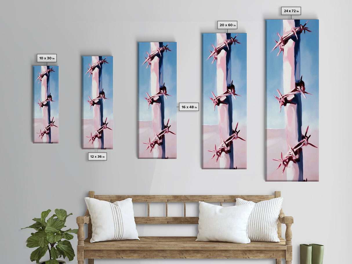 Barbed Wire Fence, Rustic Western, Moody Pink Art, Framed Canvas Print, Minimalist Farmhouse, Modern Wall Art, Entryway Decor