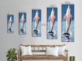 Leaping Dolphin, Ocean Wildlife, Canvas Print, Beach House Wall Art, Blue Coastal Aesthetic, Marine Life Art, Living Room Decor
