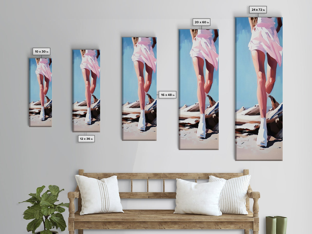 Pink Dress, Feminine Art, Coastal Wall Art, Framed Canvas Print, Fashion Illustration, Bedroom Wall Art, Chic Decor, Elegant Art