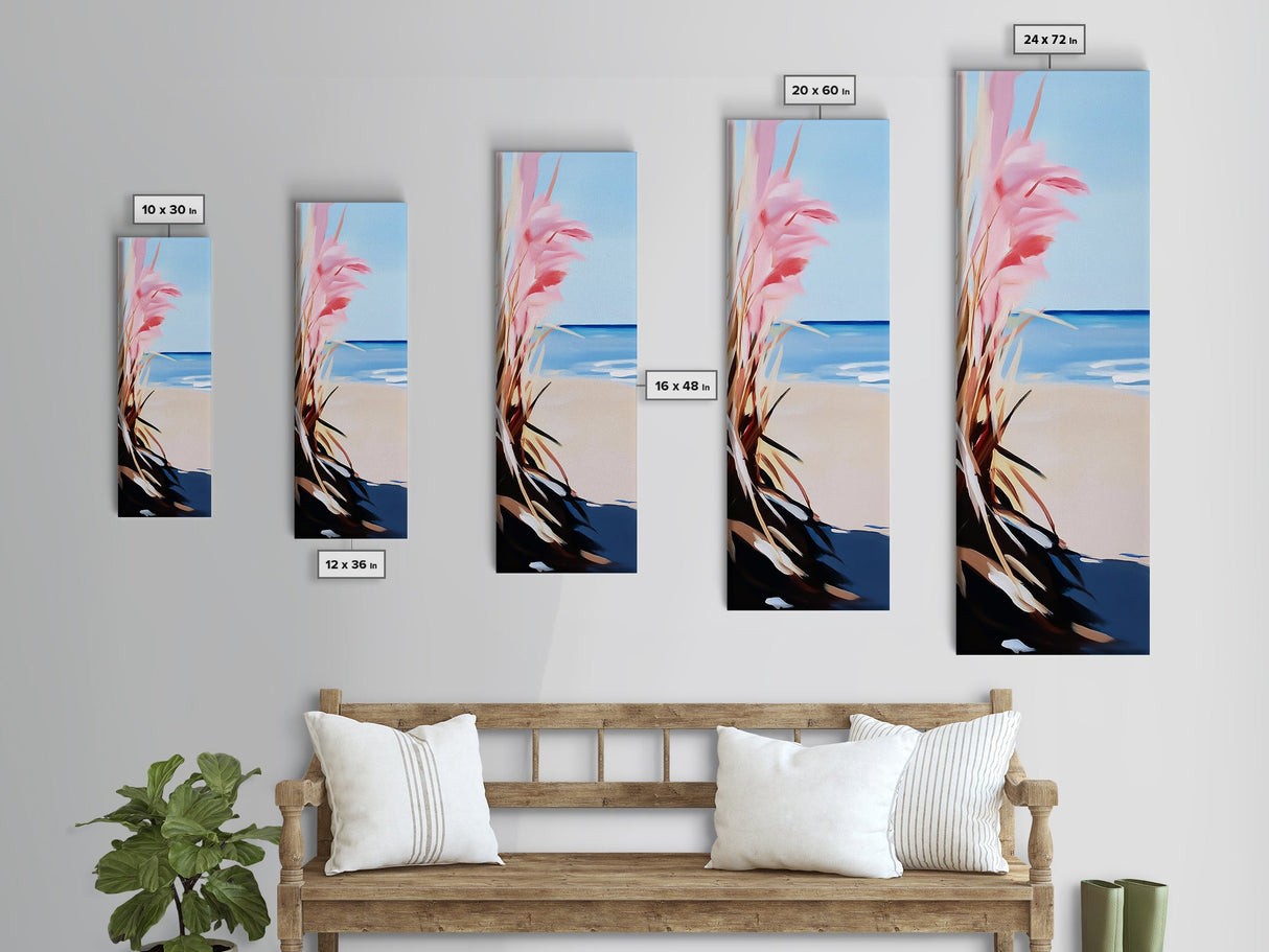 Pampas Grass, Beach View, Coastal Wall Art, Canvas Print, Boho Aesthetic, Neutral Home Decor, Bedroom Art, Modern Minimalist