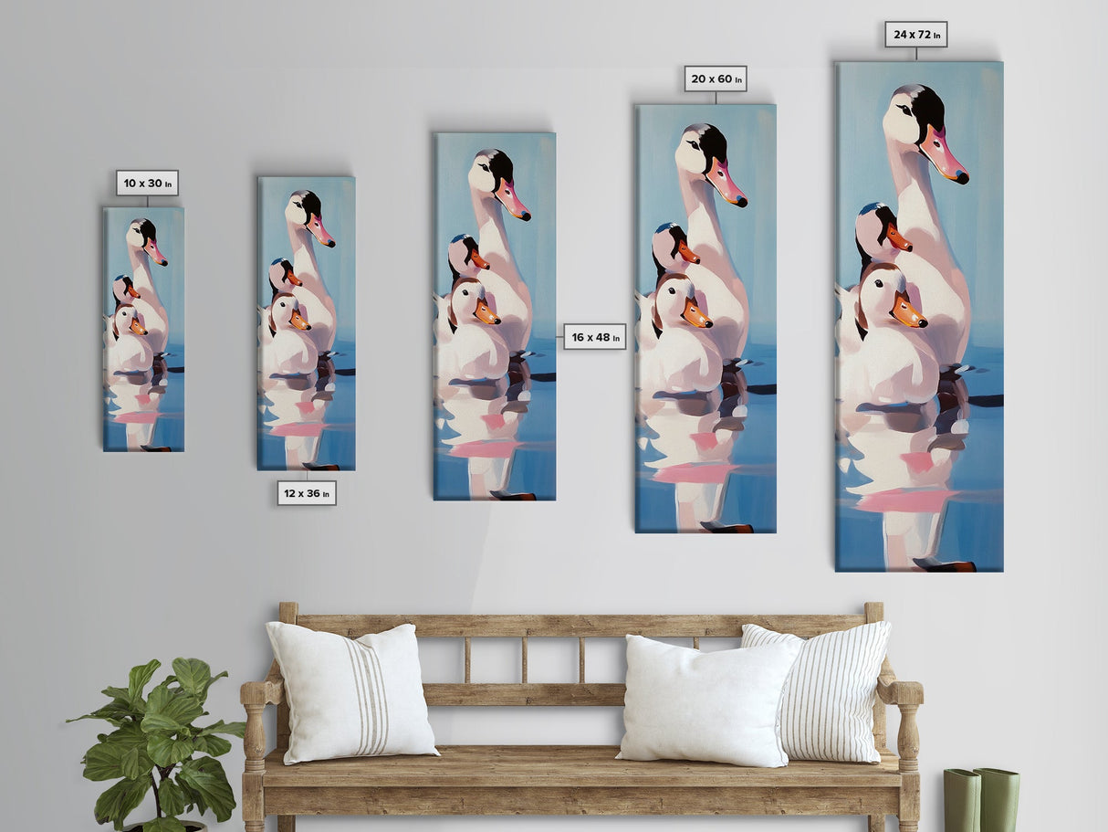 Ducks, Family, Nature Art, Canvas Print, Pastel Animal Painting, Farmhouse Decor, Rustic Wall Art, Kids Room Art, Living Room Art