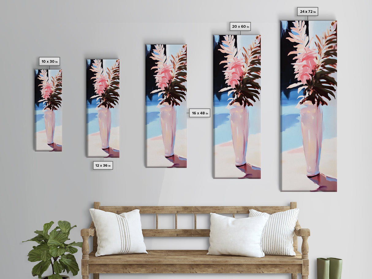 Pink Florals, Soft Vase, Elegant Home, Framed Canvas Print, Modern Wall Art, Minimalist Decor, Feminine Aesthetic, Cozy Living Room