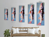 Abstract Fish, Minimalist Coastal, Blue and Pink Art, Framed Canvas Print, Modern Nautical Decor, Beach House, Kitchen Wall Art