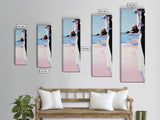Cliffside Beach, Ocean View, Tranquil Seascape, Modern Coastal Decor, Nature-Inspired Art, Sunset Glow, Framed Canvas Print