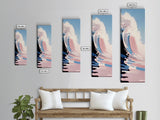 Ocean Wave, Surf Art, Coastal Wall Decor, Beach Vibes, Blue and Pink Seascape, Watercolor Style, Modern Living Room Art, Canvas Print