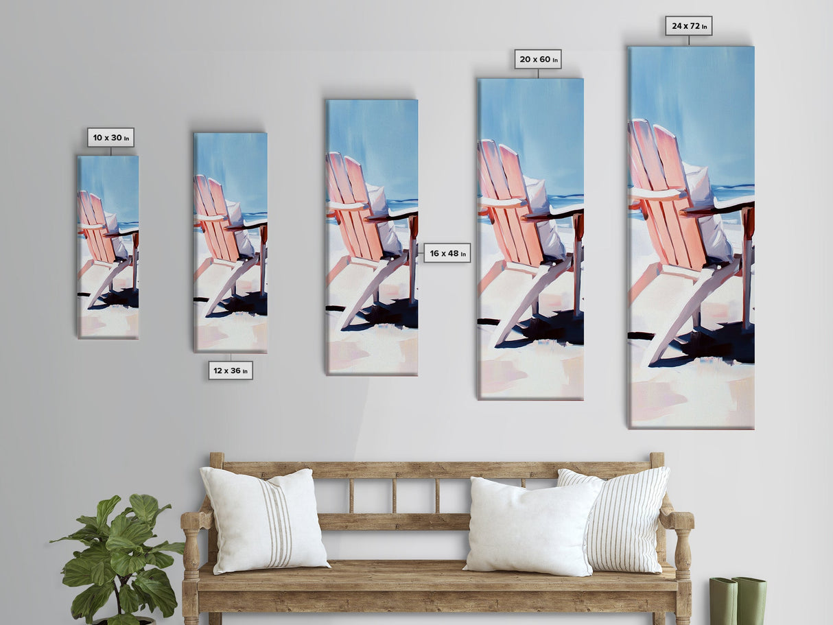 Adirondack Chair, Beachside Relaxation, Pink and Blue Art, Framed Canvas Print, Coastal Home Decor, Summer Vibes, Living Room Wall Art