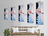 Harbor Reflections, Nautical Wall Art, Coastal Painting, Blue and Pink Decor, Ocean Home, Minimalist Seascape, Framed Canvas Print