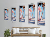 Pink Beach House, Coastal Retreat, Palm Tree Art, Framed Canvas Print, Tropical Decor, Modern Minimalist, Vacation Vibes, Wall Art