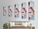 Sunlit Poolside, Elegant Woman Art, Minimalist Feminine Decor, Summer Painting, Warm and Serene Aesthetic, Framed Canvas Print