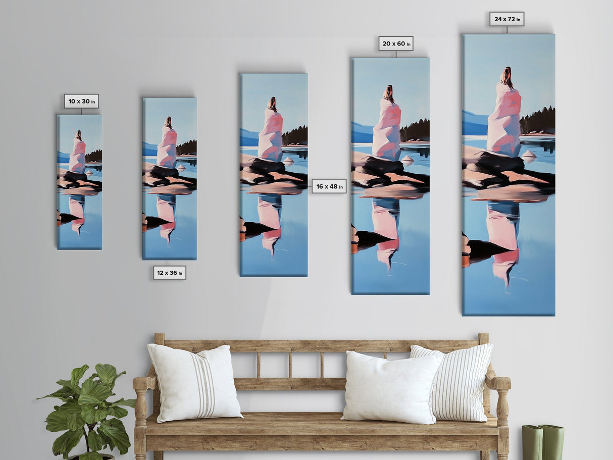 Reflective Moment, Water, Peaceful, Canvas Print, Contemporary Art, Minimalist Landscape, Nature Inspired Decor, Modern Aesthetic