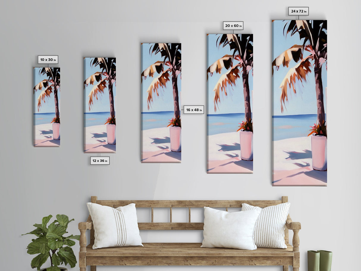Palm Tree, Tropical, Beachy, Canvas Print, Summer Vibes Wall Art, Coastal Decor, Relaxing Seaside Painting, Minimalist Aesthetic