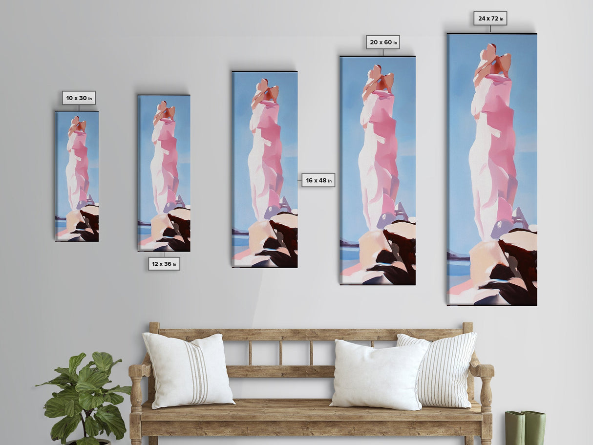 Surreal Rock Formation, Abstract Nature Art, Dreamy Landscape Painting, Minimalist Blue Sky, Office Wall Art, Canvas Print