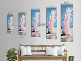 Ocean Wave Splash, Coastal Decor, Pink Beach Art, Framed Canvas Print, Modern Seascape, Minimalist Art, Bathroom Wall Art