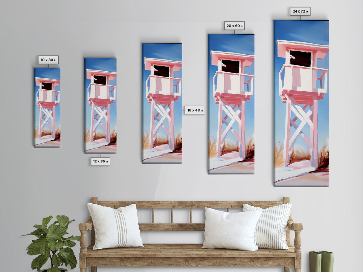 Lifeguard Tower, Beach House Art, Coastal Minimalism, Summer Seascape, Canvas Print, Nautical Theme, Modern Wall Art, Living Room Decor