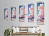 Pink Clouds, Coastal Sky, Beach Serenity, Canvas Print, Pastel Wall Art, Minimalist Painting, Bedroom Decor, Dreamy Art, Gift