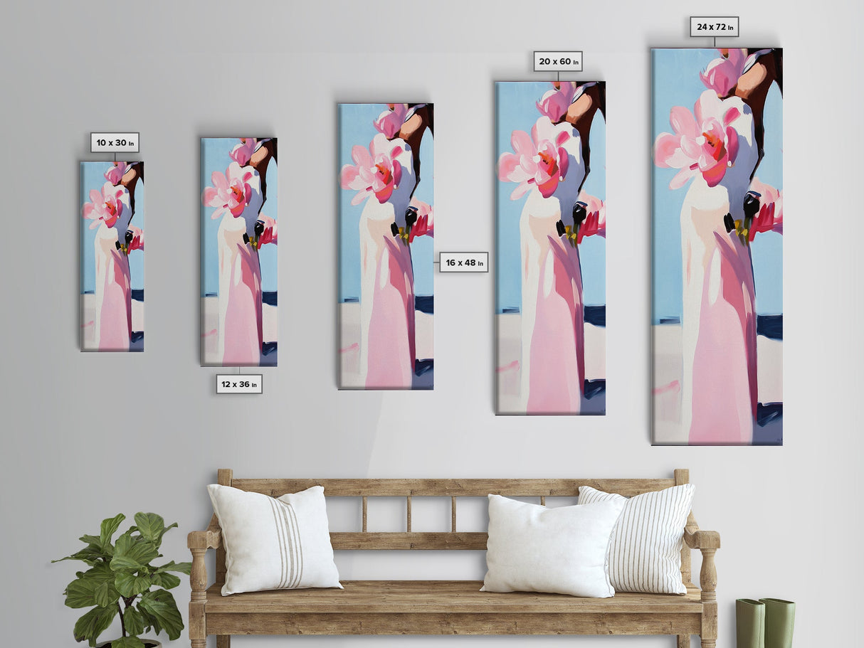 Floral Vase, Pink Magnolia, Modern Impressionist, Canvas Print, Botanical Wall Art, Elegant Decor, Bedroom Art, Feminine Aesthetic