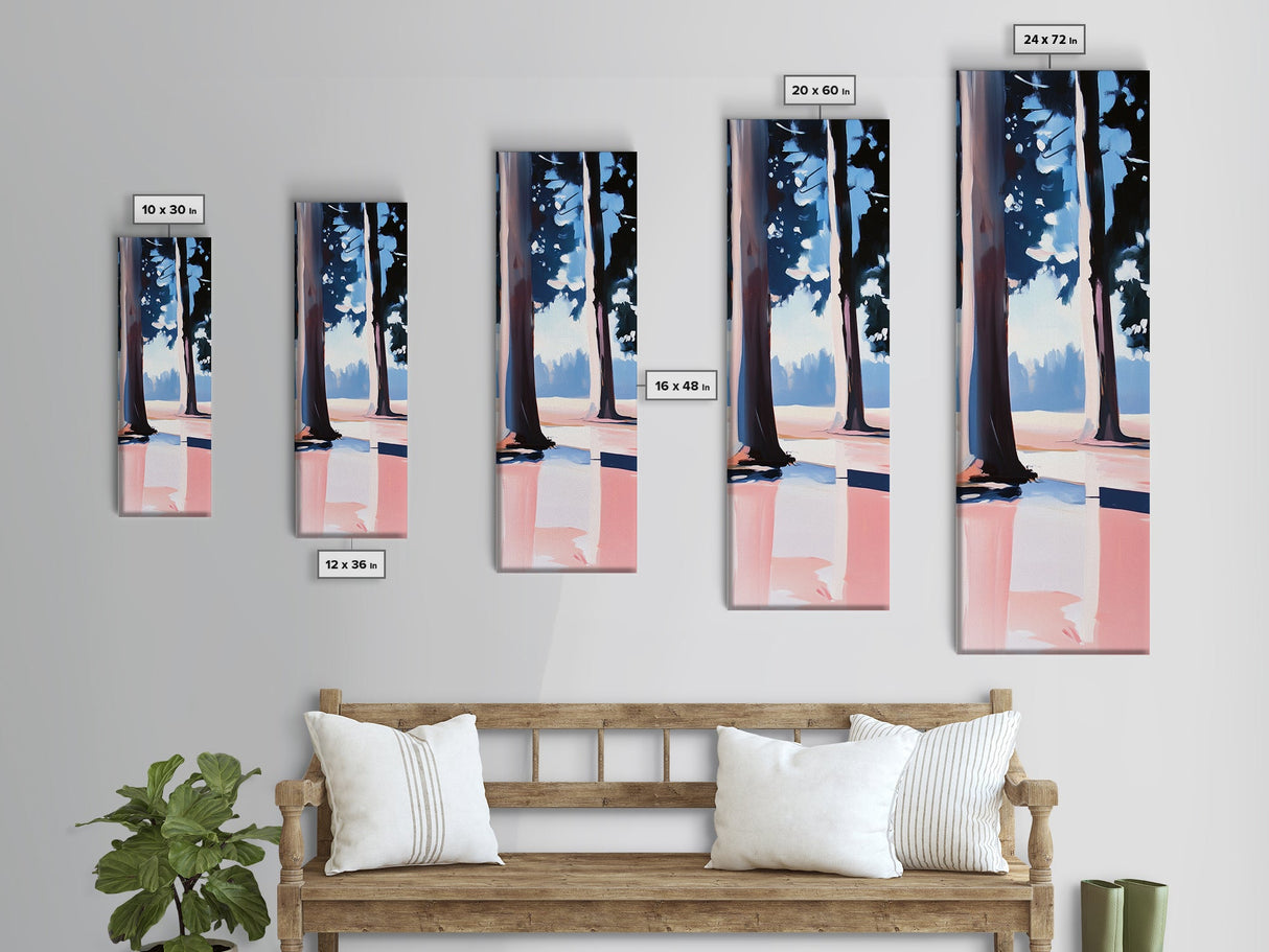 Pine Trees, Forest Reflections, Calm Nature Scene, Framed Canvas Print, Minimalist Landscape, Serene Forest Wall Art, Nature Decor