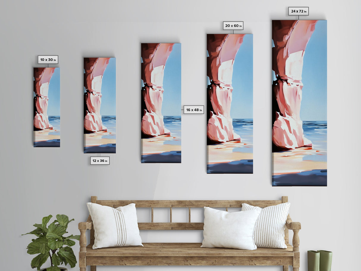 Rock Arch, Coastal Wall Art, Ocean Landscape, Nautical Home Decor, Framed Canvas Print, Minimalist Nature Art, Beach House Style